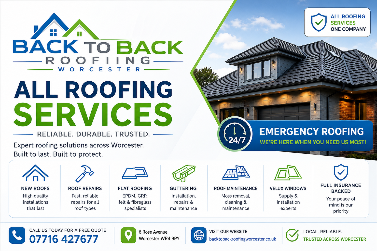 Back to Back Roofing Worcester — All Roofing Services, Reliable, Durable, Trusted